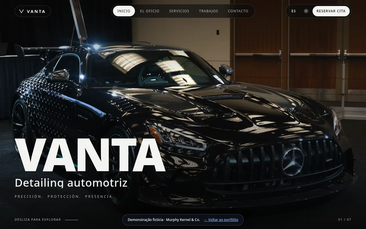 Prévia do site demonstrativo Vanta Automotive